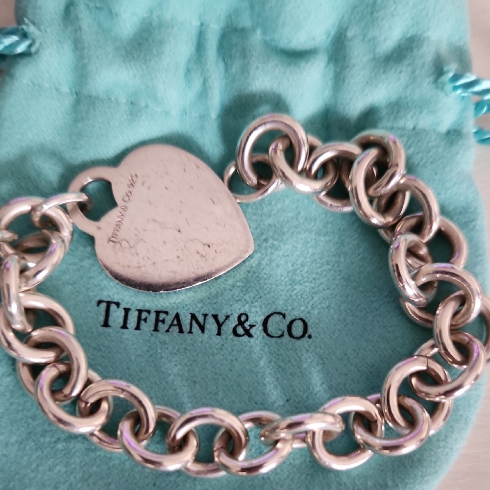 Tiffany & Co. Silver Link Bracelet with Heart Tag